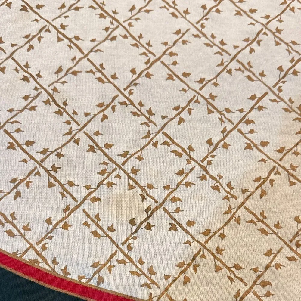Elegant vintage Holiday Tablecloth with Poinsettia Design